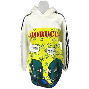 Adidas Fiorucci White Monster Graphic Hooded Hoodie Sweatshirt Sweater Top S